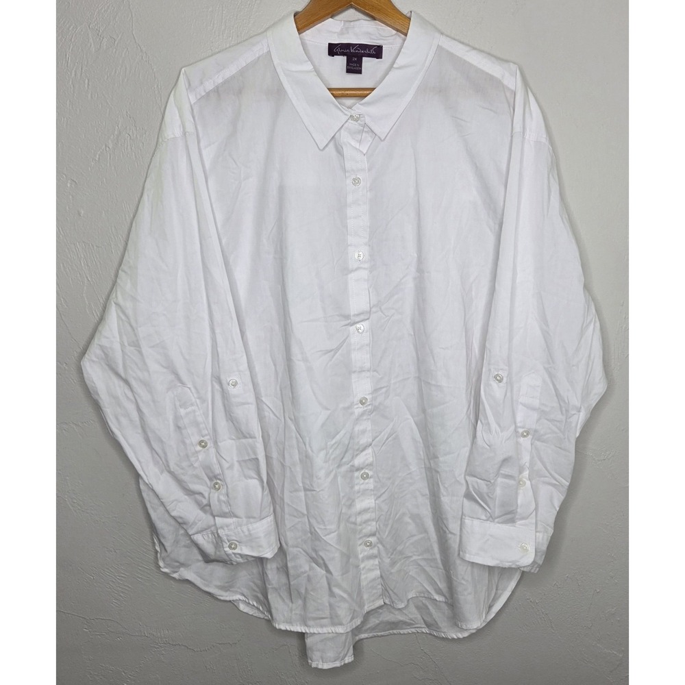 *NEW w/Tags Gloria Vanderbilt Plus Size 2X Vintage White Amanda Button Up Shirt